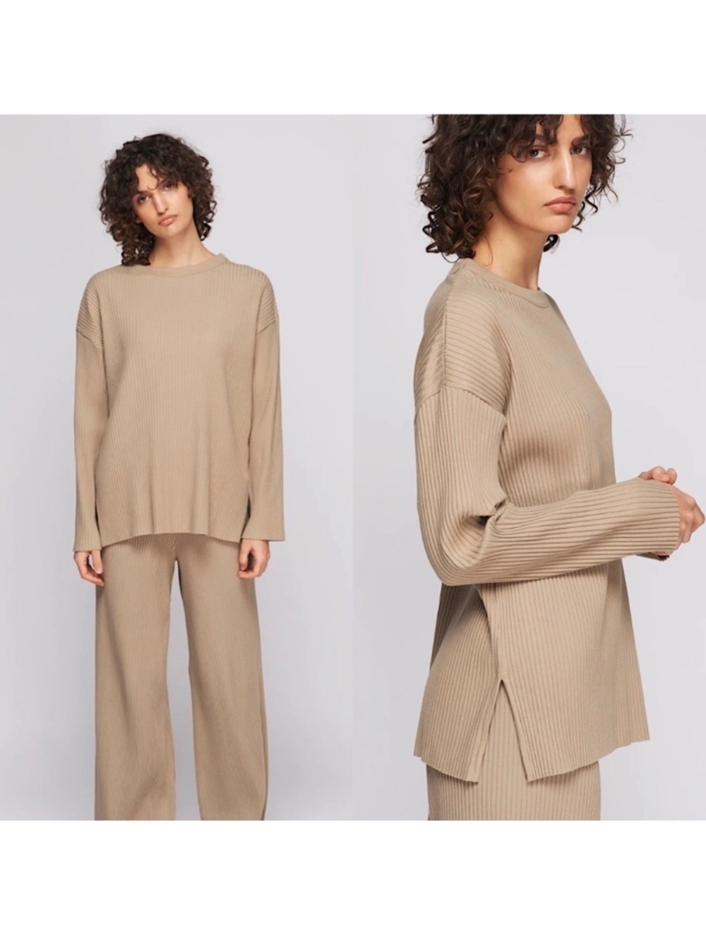 KOTN Women’s Opal Gary Blouse  97% Egyptian Cotton Ribbed long sleeve size L